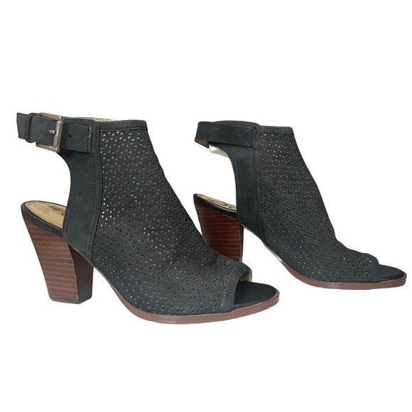 Sam Edelman Women’s Easton Black Suede Peep Toe Booties Sz 7M - Picture 3 of 9